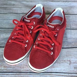 Crocs Red Suede/Croslite Casual Sneakers (Size 11)
